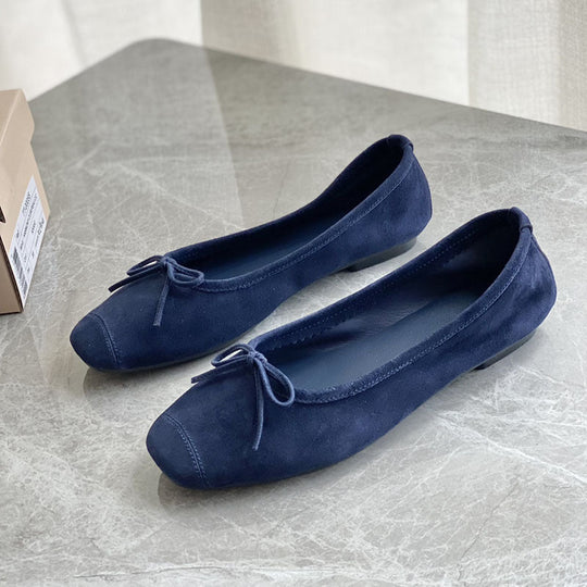 Damen Flache Ballerinas mit zierlichem Schleifenakzent