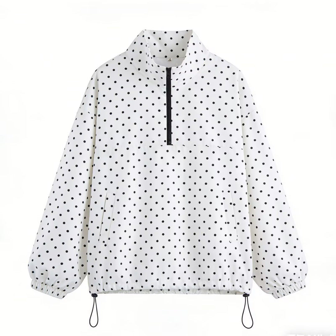 Damen Oversize Regenanorak mit Halbzip, Kängurutasche und Tunnelzugsaum Nord Taschen