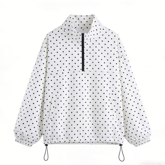 Damen Oversize Regenanorak mit Halbzip, Kängurutasche und Tunnelzugsaum Nord Taschen