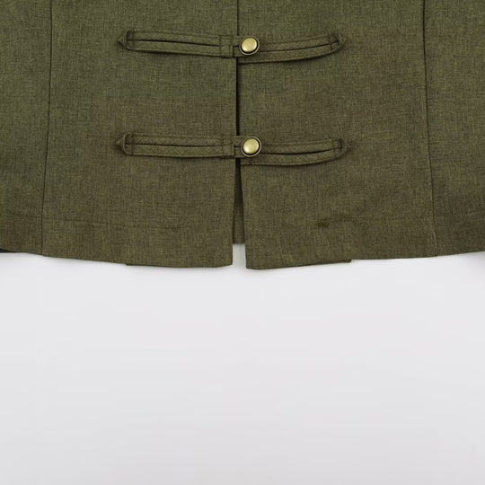 Damen Kurzjacke im Mandarin-Stil mit dekorativen Knebelverschlüssen und taillierter Nahtführung Nord Taschen