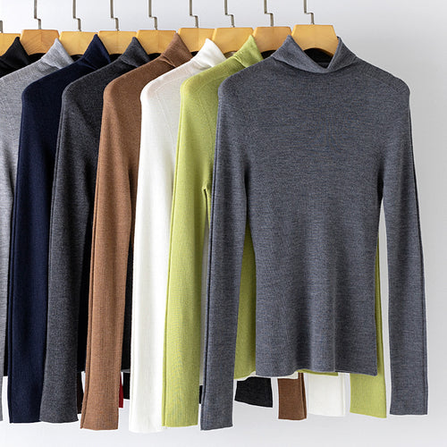 Damen Feiner Rollkragen-Feinstrickpullover mit schmaler Silhouette und elastischem Saum Nord Taschen