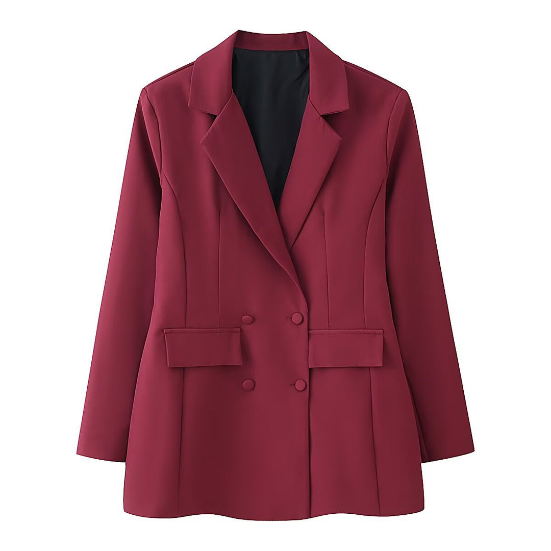 Damen taillierter Doppelreiher-Blazer mit Pattentaschen und Wiener Nähten Nord Taschen