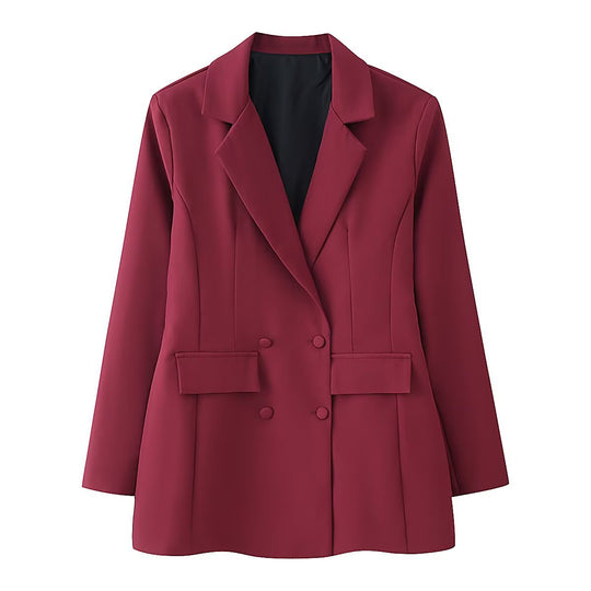 Damen taillierter Doppelreiher-Blazer mit Pattentaschen und Wiener Nähten Nord Taschen