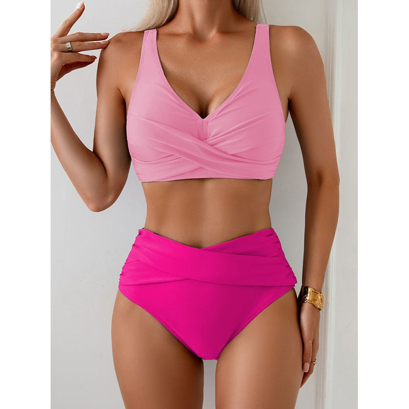 Damen Hochtailliertes Bikini-Set mit raffiniertem Wickeldesign Nord Taschen