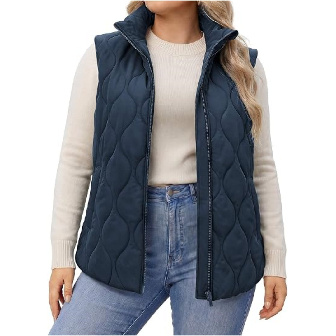 Damen gesteppte Weste mit hohem Kragen, figurfreundlicher Silhouette und Eingrifftaschen Nord Taschen