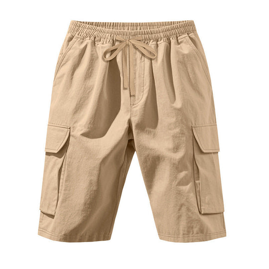 Herren nan knielange Utility-Shorts aus leichtem Baumwollmix mit elastischem Tunnelzugbund und aufgesetzten Klappentaschen