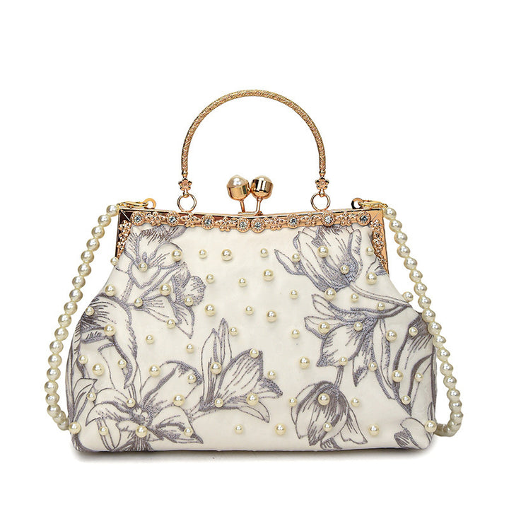 Damen Clutch-Tasche mit perlverziertem Blumenmuster und elegantem Metallverschluss Nord Taschen