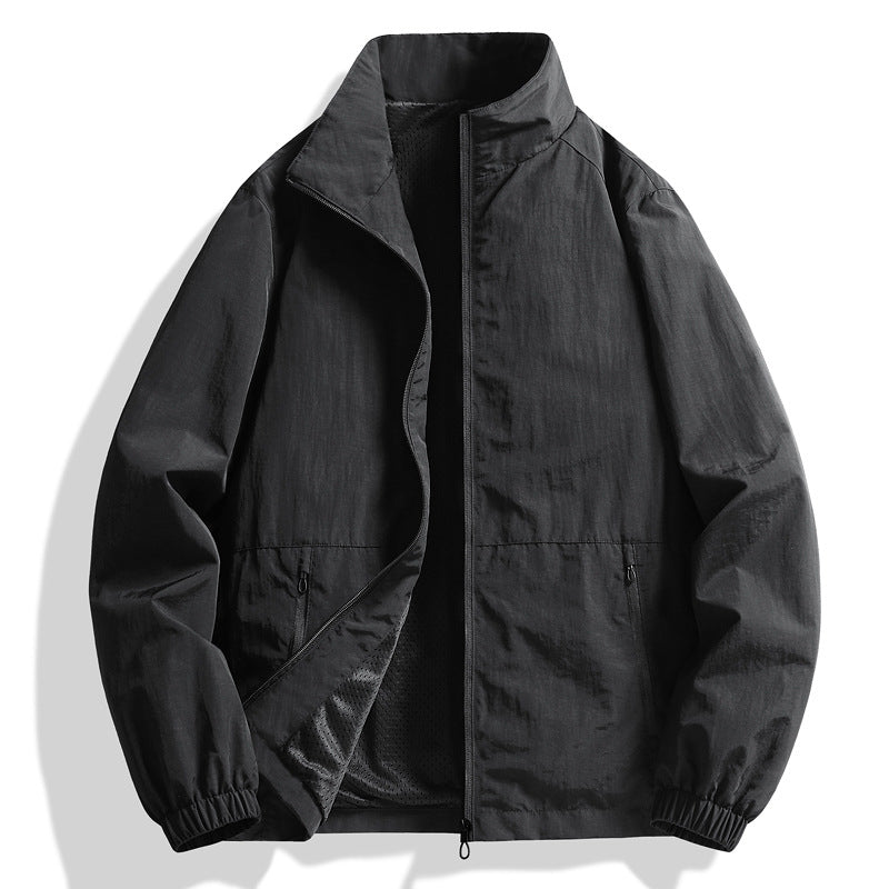 Herren Leichte atmungsaktive Windjacke mit Stehkragen und perforiertem Futter Nord Taschen