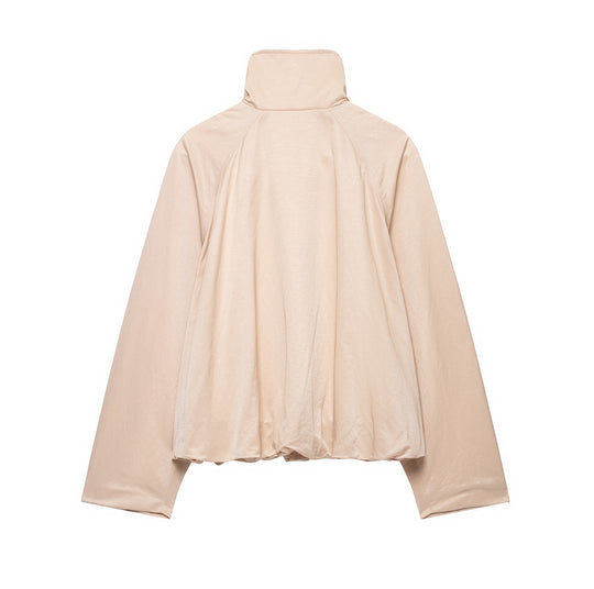 Damen Kurzjacke im Blousonstil mit hohem Stehkragen, Tunnelzugbund und Ballonärmeln Nord Taschen