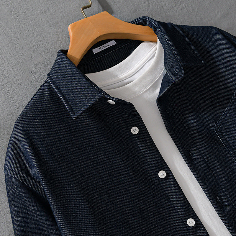 Herren Denim-Overshirt im Hemdjackenstil mit Brusttasche und durchgehender Knopfleiste Nord Taschen