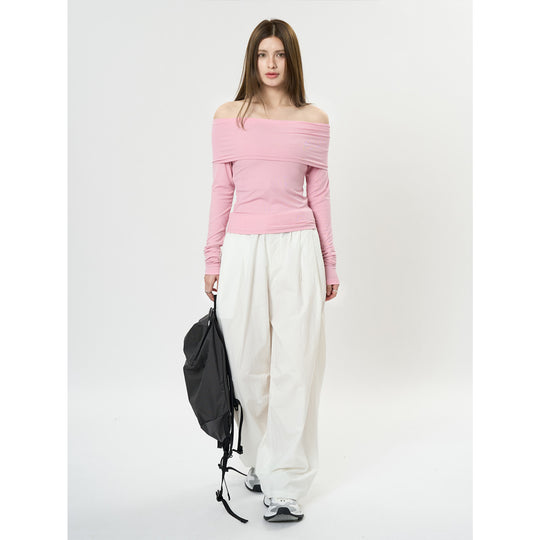 Damen Off-Shoulder figurbetontes Langarm-Shirt aus Stretch‑Jersey Nord Taschen