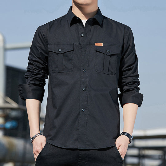 Herren leichtes Utility-Overshirt aus Baumwoll-Canvas mit Brustpattentaschen Nord Taschen