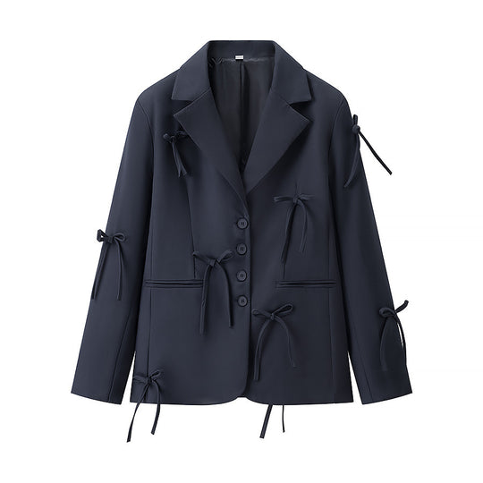 Damen Boxy‑Blazer mit dekorativen Schleifen, Reverskragen und legerer Silhouette Nord Taschen