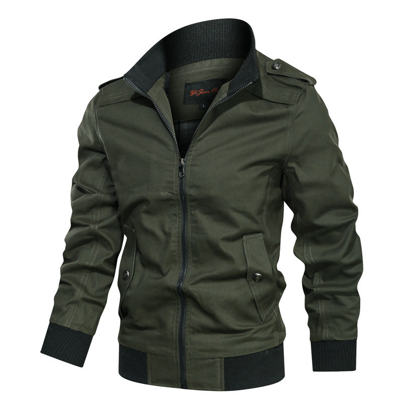 Herren  leichte Canvas-Urbanjacke im Bomberstil mit hochschließendem Rippenkragen und verdecktem Zwei-Wege-Reißverschluss Nord Taschen