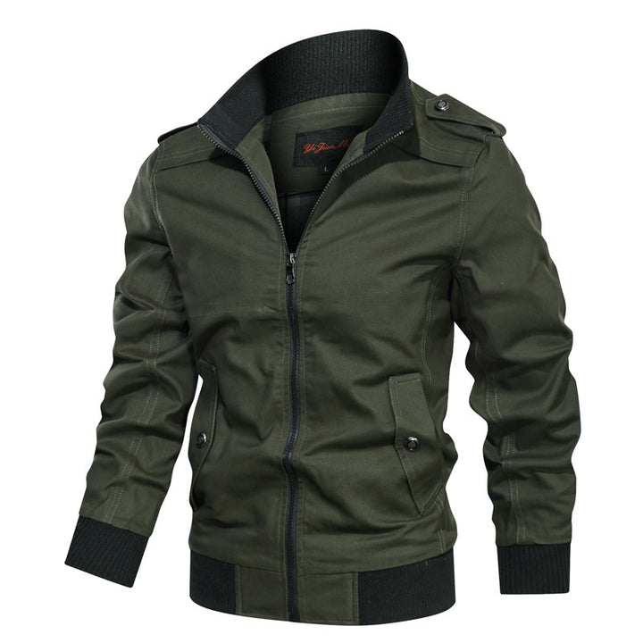 Herren  leichte Canvas-Urbanjacke im Bomberstil mit hochschließendem Rippenkragen und verdecktem Zwei-Wege-Reißverschluss Nord Taschen