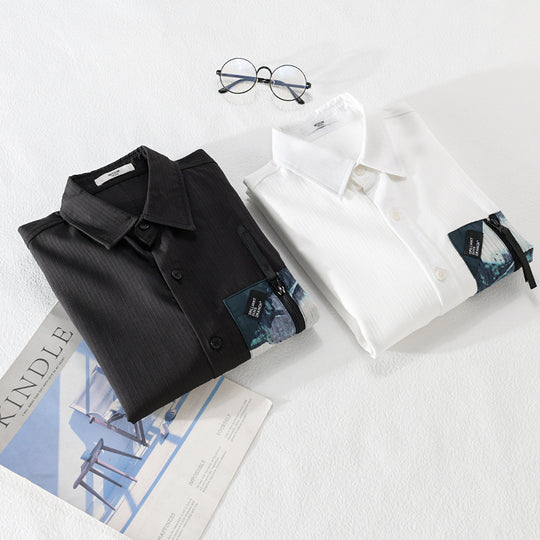 Herren Leichtes Hemdjacke-Overshirt mit kontrastierter Reißverschluss-Brusttasche und Relaxed-Fit Nord Taschen