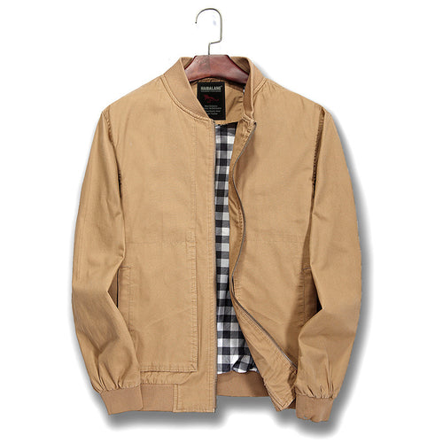 Herren leichte Canvas-Bomberjacke mit kariertem Innenfutter Nord Taschen