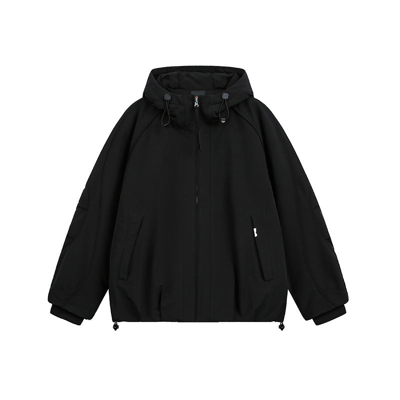 Damen Oversized wattierte Kapuzenjacke mit Raglanärmeln und Kordelzug Nord Taschen