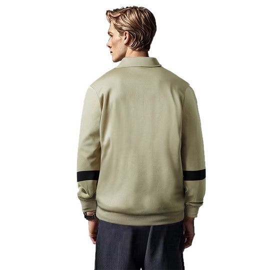 Herren Relaxed Polo-Sweatshirt mit Druckknopf-Blende und Kontrastarmdetails Nord Taschen