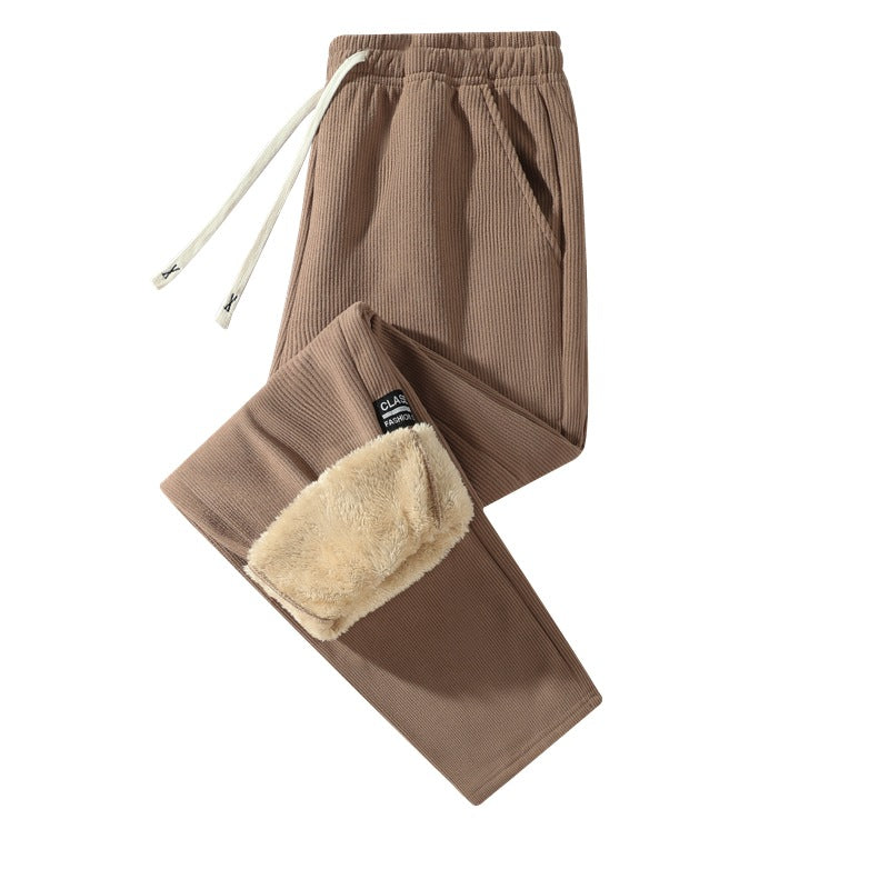 Damen Gefütterte Cord-Jogginghose mit Teddyfutter, Kordelzugbund & Seitentaschen Nord Taschen