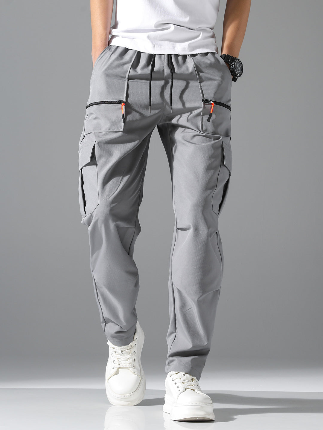Herren Utility-Cargohose mit Reißverschlusstaschen, Tunnelzugbund & vorgeformten Kniepartien Nord Taschen