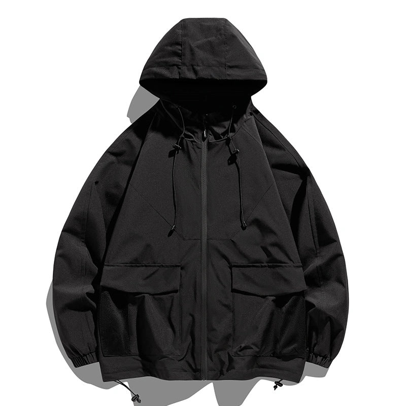Herren Oversize Utility-Softshelljacke mit Kapuze, aufgesetzten Taschen & verstellbarem Saum Nord Taschen