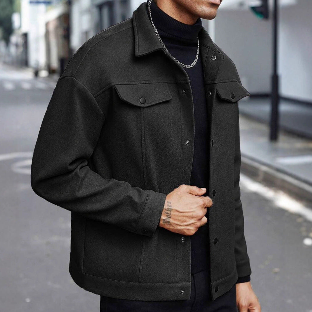 Herren nan Hemdjacke aus Wollmischung mit Druckknöpfen und Pattentaschen Nord Taschen