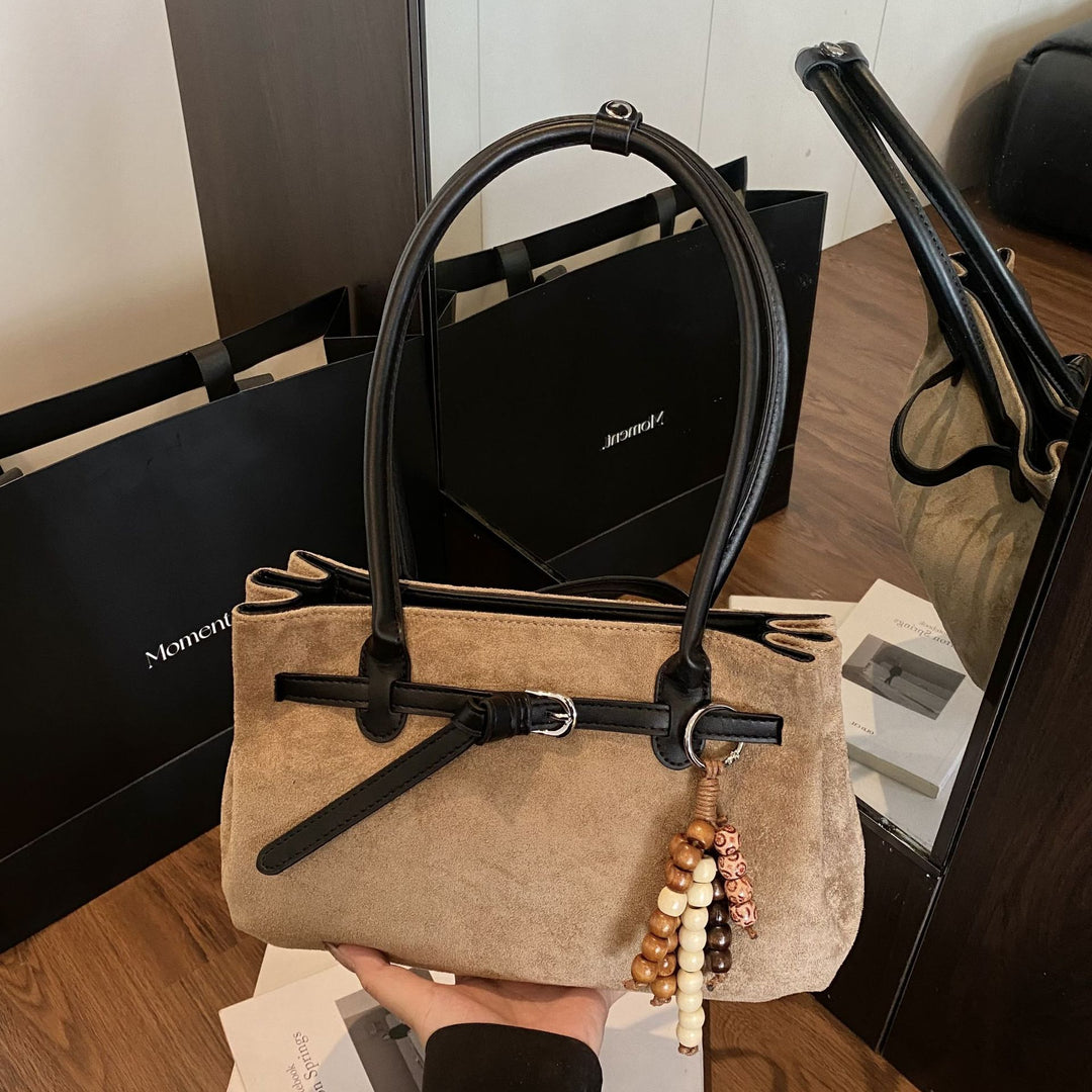 Damen modische Veloursleder Handtasche mit eleganten Akzenten Nord Taschen