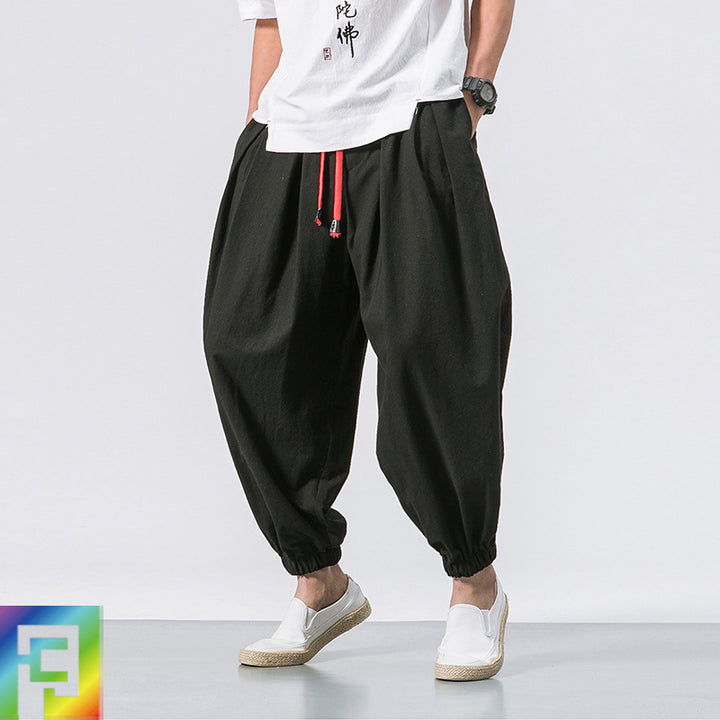 Herren ausgefallene Ballonhose im Haremstil mit Faltenwurf, elastischem Bund und Kordelzug Nord Taschen