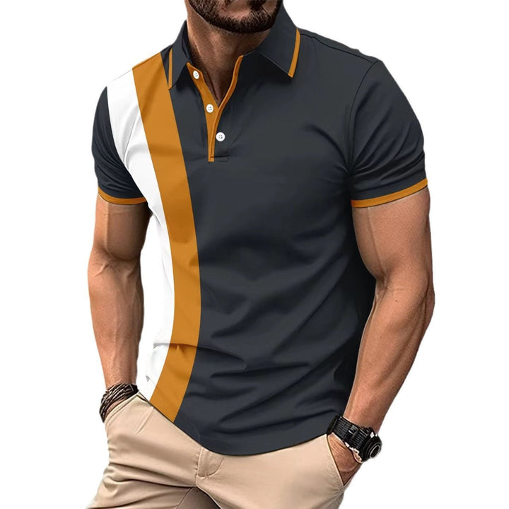 Herren kurzärmeliges Poloshirt mit modernen Farbblocks und atmungsaktivem Material
