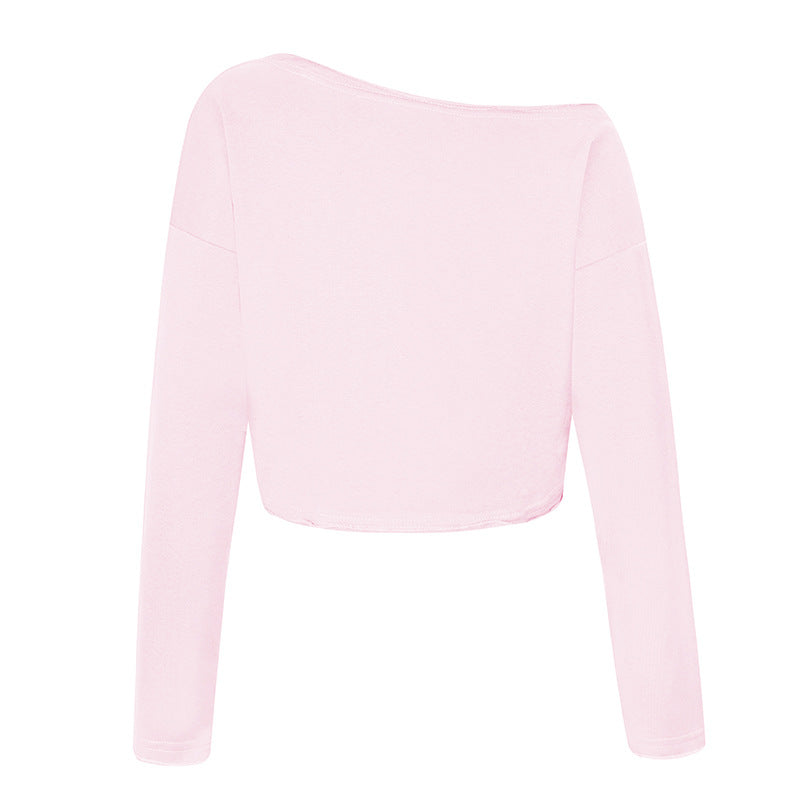Damen Cropped Langarmshirt mit weitem Boot-Ausschnitt und dropped-shoulder Nord Taschen