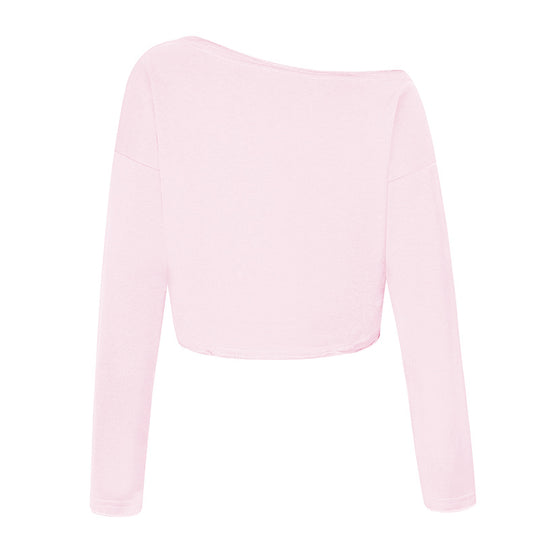 Damen Cropped Langarmshirt mit weitem Boot-Ausschnitt und dropped-shoulder Nord Taschen