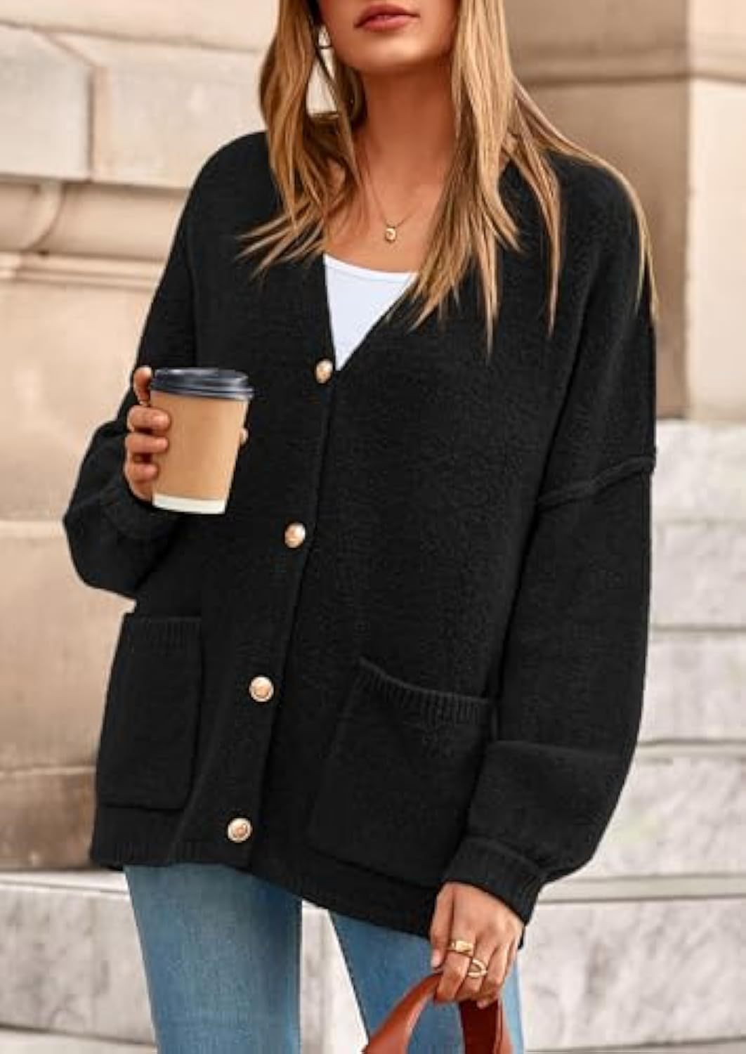 Damen gemütlicher Strickcardigan Nord Taschen