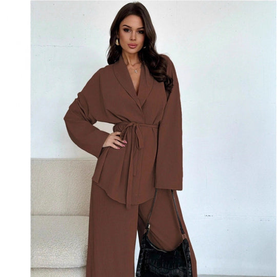 Damen Eleganter Wickel-Jumpsuit mit weitem Palazzo-Bein Nord Taschen