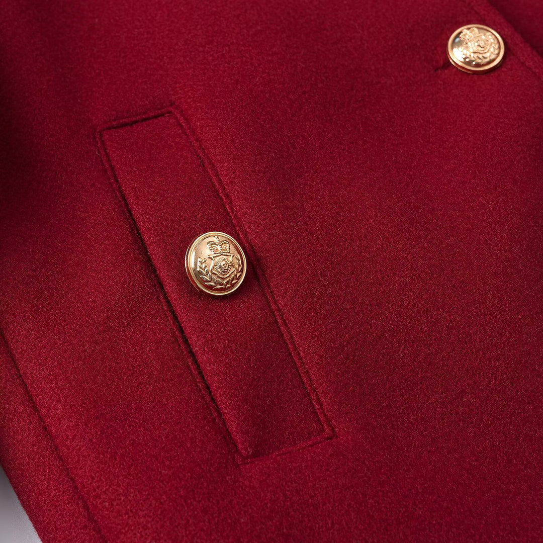Damen Kurzjacke im Boxy‑Schnitt mit Rundhals und goldenen Zierknöpfen Nord Taschen