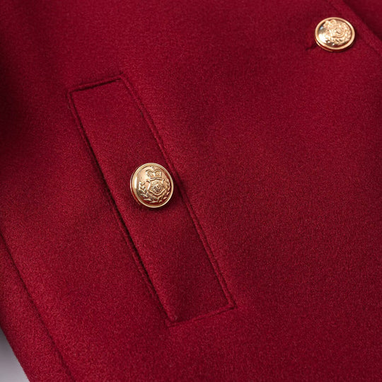 Damen Kurzjacke im Boxy‑Schnitt mit Rundhals und goldenen Zierknöpfen Nord Taschen