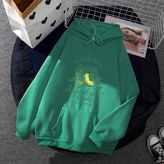 Damen nan Kapuzenpullover im Relaxed-Fit mit botanischer Frucht-Illustration und Kängurutasche Nord Taschen