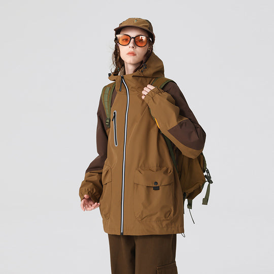 Herren zweilagige technische Regenjacke mit verstellbarer Kapuze und verschweißten Nähten Nord Taschen