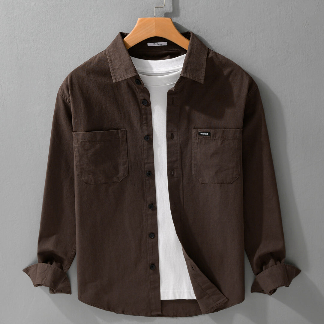 Herren Baumwoll-Overshirt im Hemdjackenstil mit aufgesetzten Brusttaschen und relaxed Fit Nord Taschen