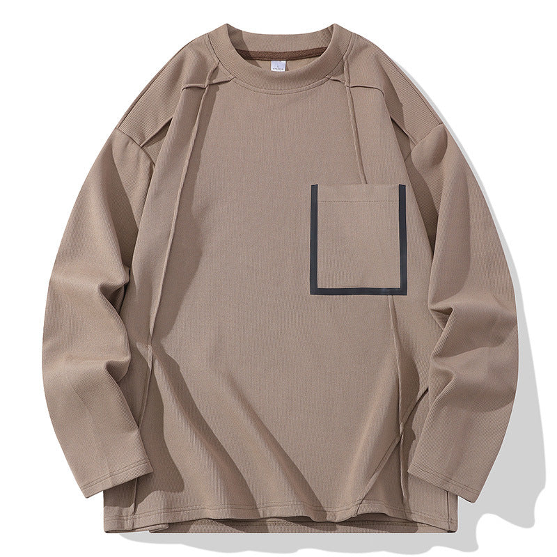 Herren Oversize-Langarmshirt aus strukturierter Baumwollmischung mit Brusttaschen-Detail Nord Taschen