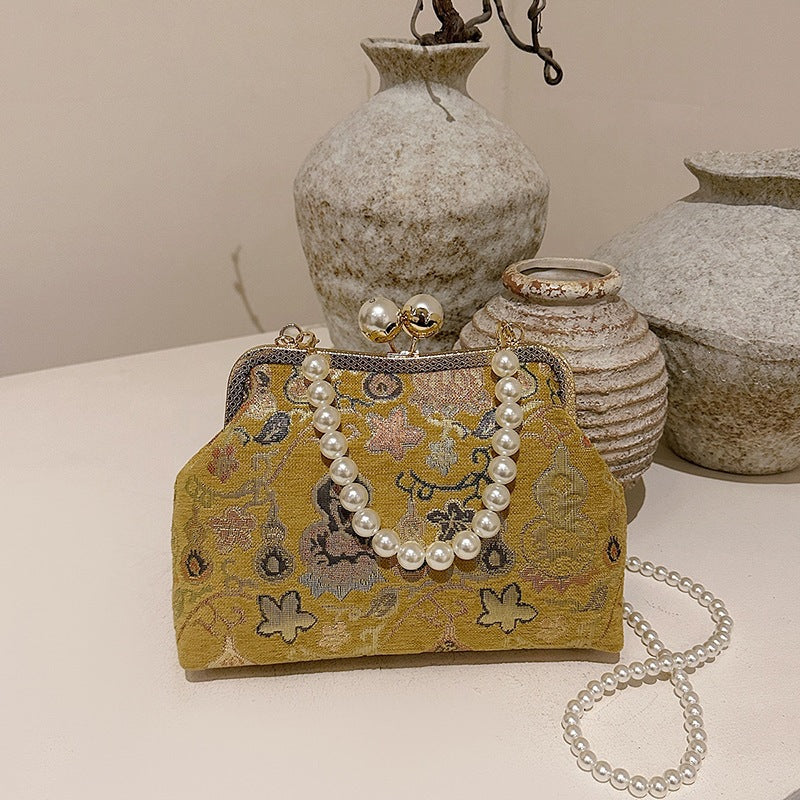 Damen elegante Clutch mit exquisite Perlenverzierung Nord Taschen