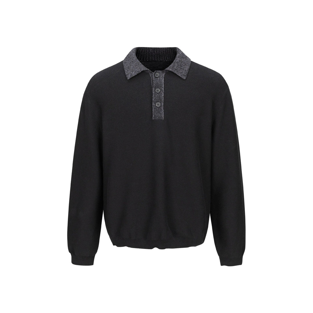 Herren Feinstrick-Polo-Pullover mit Strukturkragen und Knopfleiste Nord Taschen