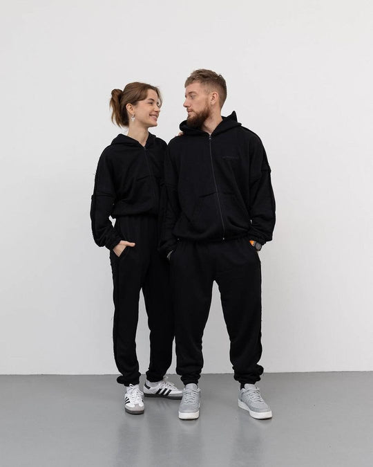 Unisex Oversize Hoodie-Set aus weichem Fleece mit Reißverschluss und Jogginghose Nord Taschen