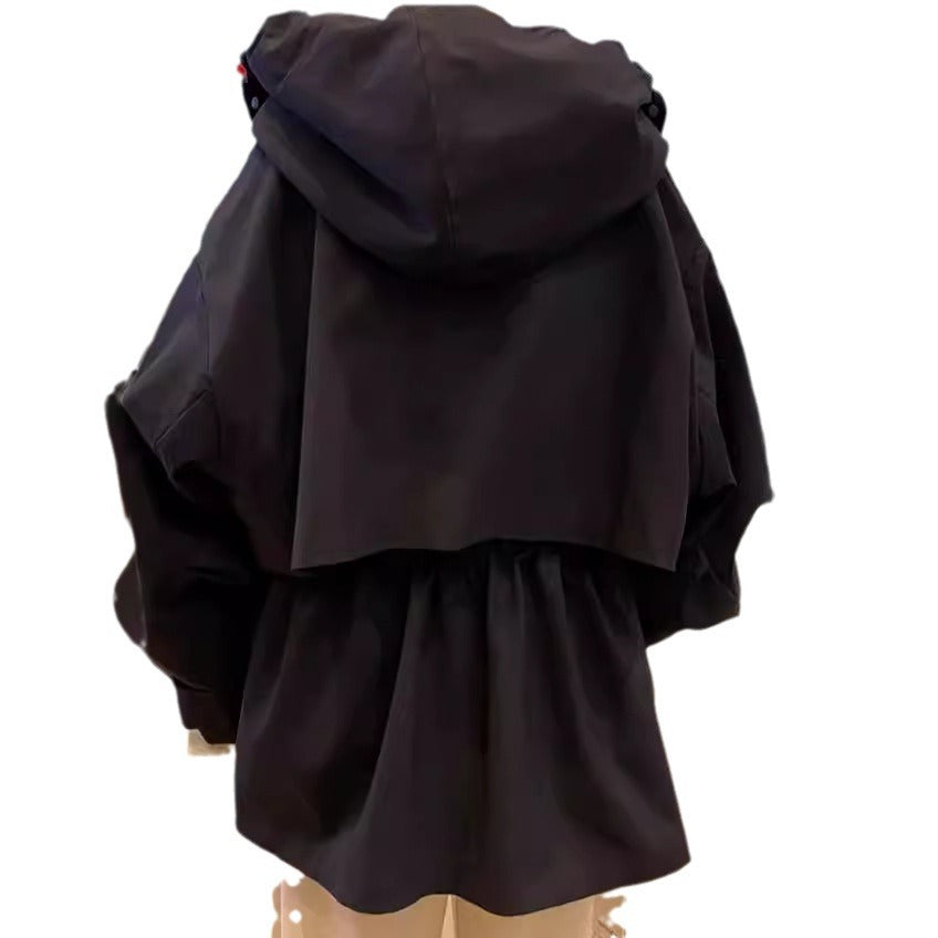 Damen Oversize-Kapuzenjacke mit Tunnelzug, Pattentaschen und Zwei-Wege-Reißverschluss Nord Taschen