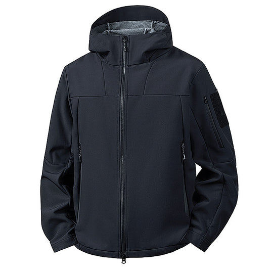 Herren Softshell-Outdoorjacke mit Kapuze, wind- und wasserabweisender Membran, verdeckten Reißverschlusstaschen und ergonomischem Schnitt Nord Taschen