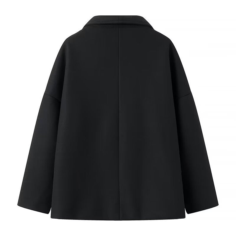 Damen Kurzmantel im Oversize‑Cut mit Doppelreiher und weitem Umschlagkragen Nord Taschen