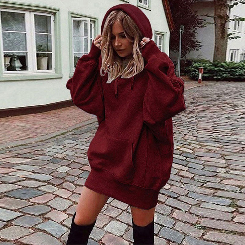 Damen Oversize Kapuzenkleid mit Kängurutasche Nord Taschen