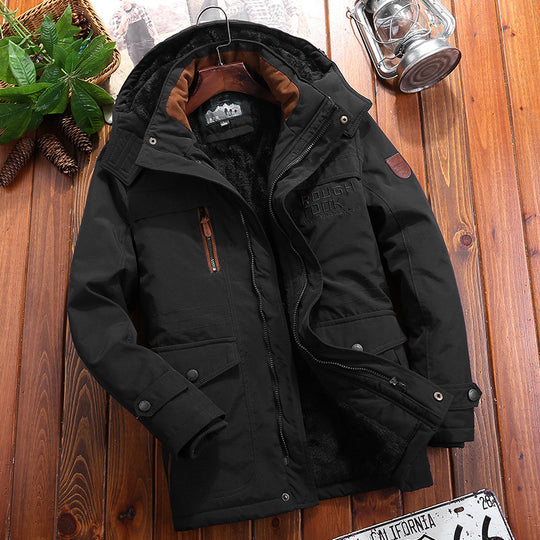 Herren wärmender Canvas-Fieldparka mit Teddyfutter, Kapuze und multifunktionalen Utility‑Taschen Nord Taschen