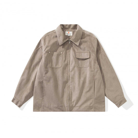 Unisex Kastenförmige Overshirt‑Jacke aus feiner Cordstruktur mit Brusttaschen und verdecktem Reißverschluss Nord Taschen