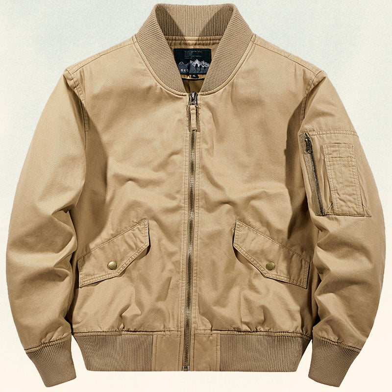 Herren Robuste Canvas-Bomberjacke im Pilotenstil mit Ärmeltasche und geripptem Saum Nord Taschen